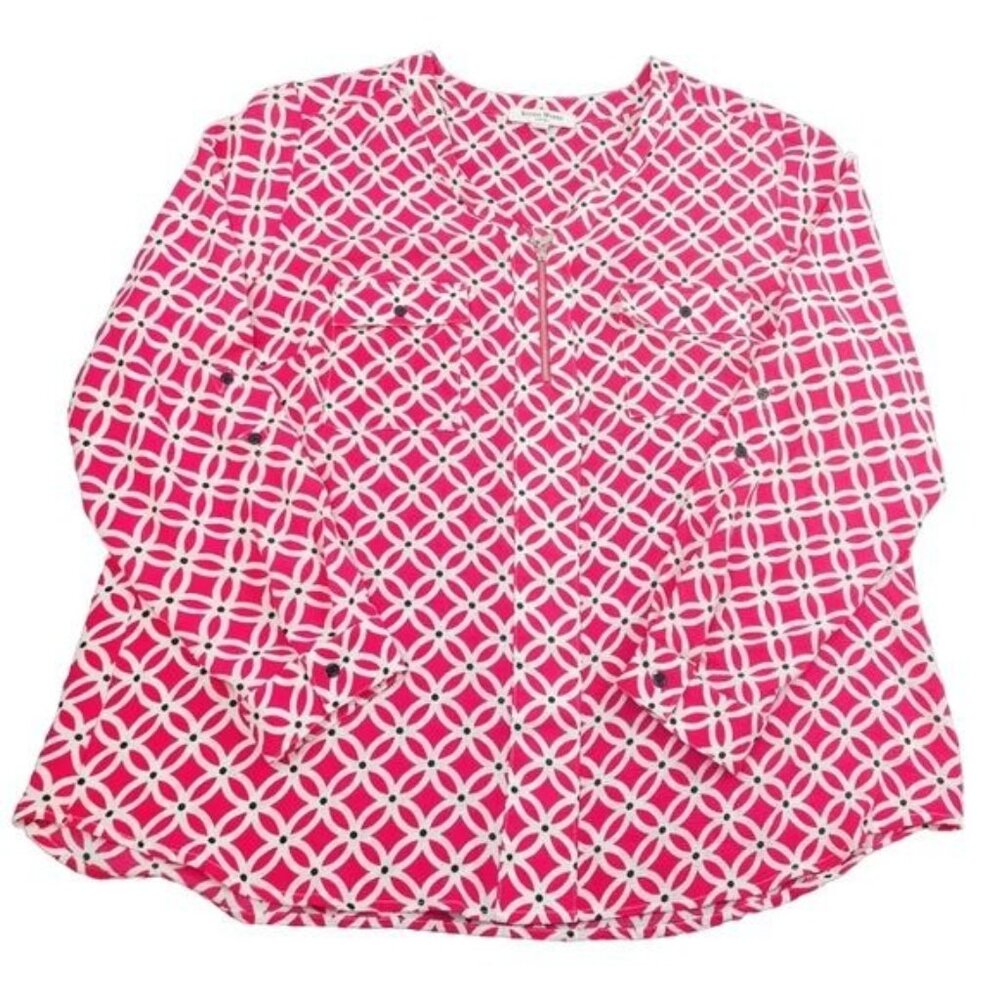 STUDIO WORKS Woman 2X Blouse Pink Front ZIP & 2 Pocket - Picture 1 of 15